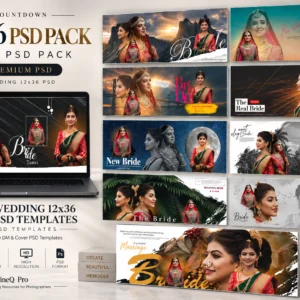 Wedding 12x36 PSD Template Pack – 10 Premium New Couple DM & Cover PSD Designs