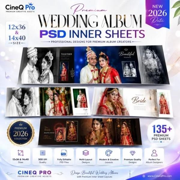 12x36 Luxury Wedding Album PSD Inner Sheets Pack