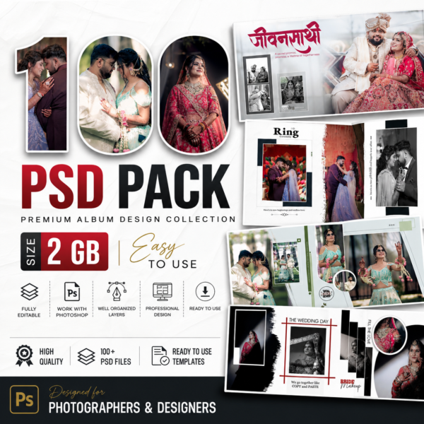 100 PSD PACK — Premium Wedding Album Collection