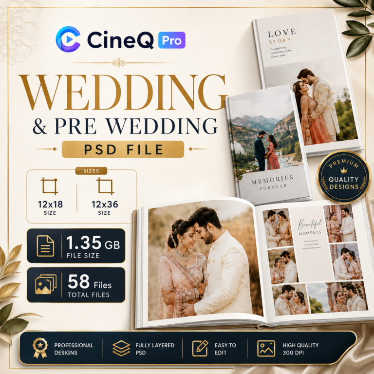 Premium Pre-Wedding PSD Album Design Pack – 58 Files | 12x18 & 12x36