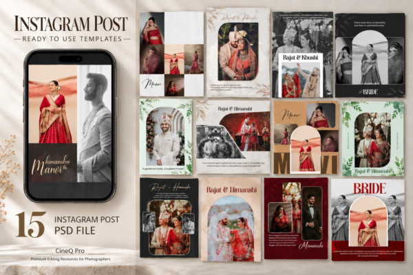 15 Instagram Post PSD Templates Pack – Fully Editable Social Media Designs | CineQ Pro