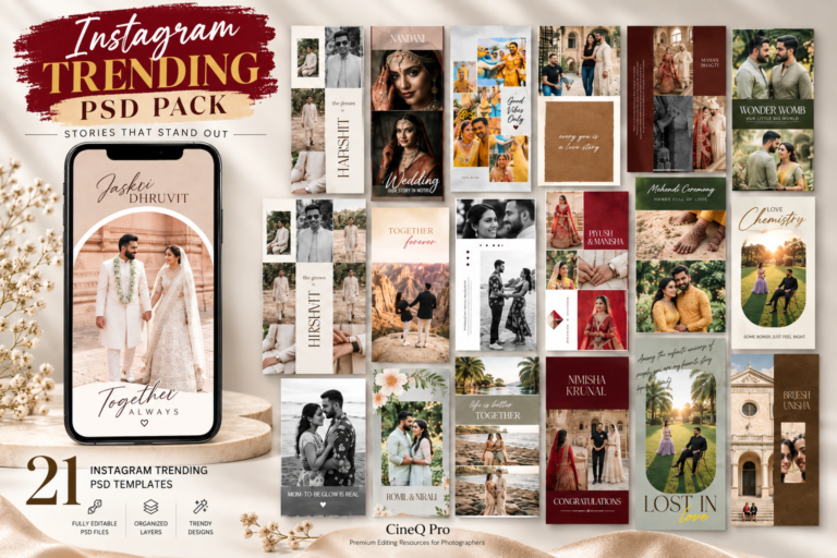 insta Stories PSD Templates Pack – Fully Editable Social Media Designs | CineQ Pro